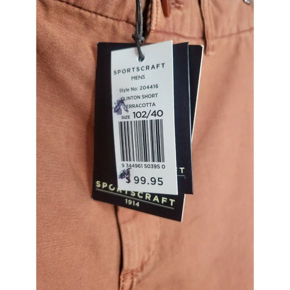 SPORTSCRAFT men's 'clinton' chino shorts size 102 / 40 terracotta BNWt $99.95 - Picture 4 of 10